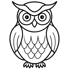 Owl line art vector (