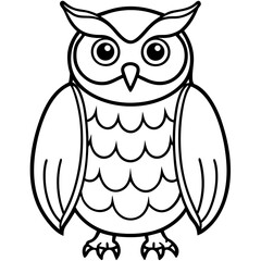 Owl line art vector (