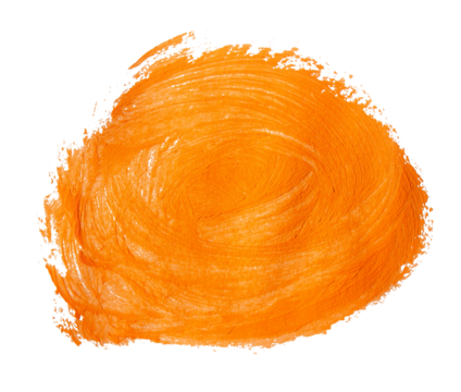 Orange brush stroke paint isolated on transparent background