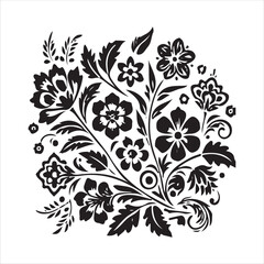 Floral pattern art black and white