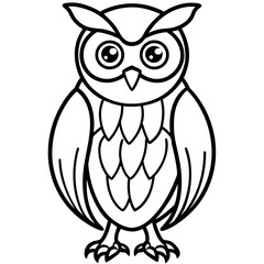 Owl line art vector (