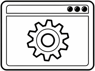 Browser window with settings gear icon vector illustration, gear icon vector illustration