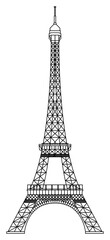 Detail Black Outline Eiffel Tower as Landmarks of France