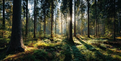 Sunlight filtering through a dense forest (1)