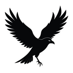 Black Silhouette of a Bird of Prey with Wings Open spread