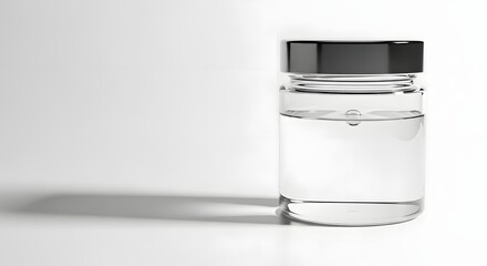 Refined Glass Jar with Water and Shadow on Minimalist Background