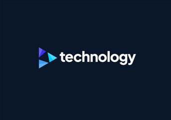 Technology logo design vector. Clean and modern tech logo design. Abstract technology symbol in simple style.