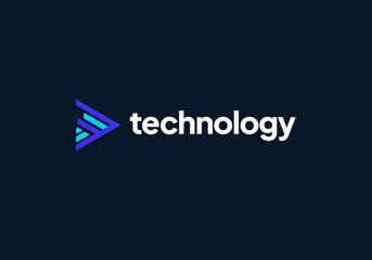 Technology logo design vector. Clean and modern tech logo design. Abstract technology symbol in simple style.