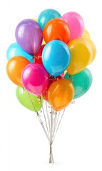 Cluster of colorful balloons on white background
