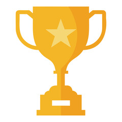Golden Trophy Icon with Star – Flat Style Award Cup Illustration