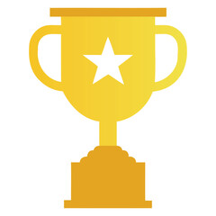 Golden Trophy Icon with Star – Flat Style Award Cup Illustration