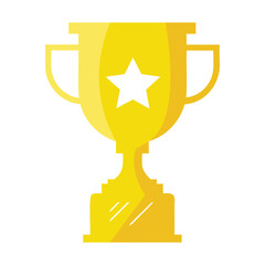 Golden Trophy Icon with Star – Flat Style Award Cup Illustration