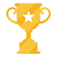 Golden Trophy Icon with Star – Flat Style Award Cup Illustration