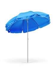 Obraz premium bright blue beach umbrella for summer fun and sun protection