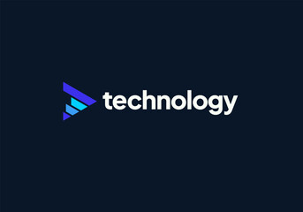 Technology logo design vector. Clean and modern tech logo design. Abstract technology symbol in simple style.