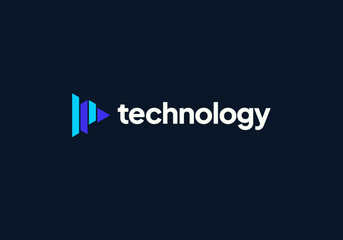 Technology logo design vector. Clean and modern tech logo design. Abstract technology symbol in simple style.