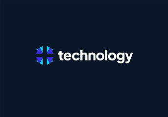 Technology logo design vector. Clean and modern tech logo design. Abstract technology symbol in simple style.