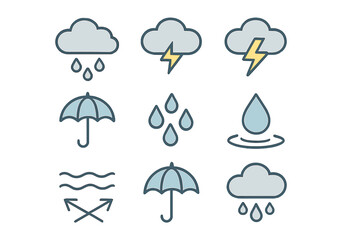 Obraz premium Isolated minimalist line‑style weather icon set for web and app