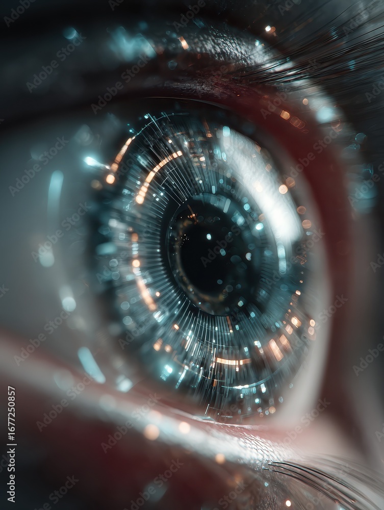 Poster digital eye close up abstract technology concept vision insight futuristic perspective artificial in