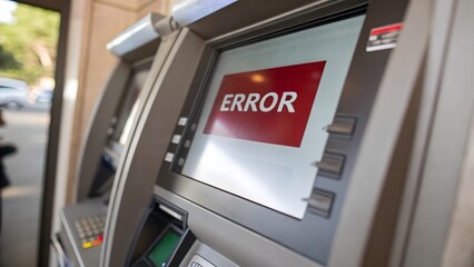 ATM displaying error message, banking system problem