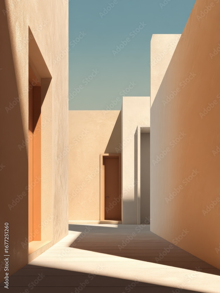 Poster minimalist architectural design a starkly modern architectural composition bathed in sunlight featur