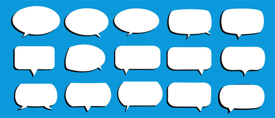 Obraz premium Collection of White Speech Bubbles on Blue Background