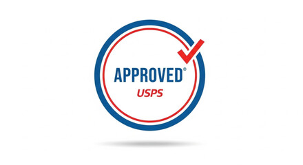 Mail delivery approved stamp with check mark illustration