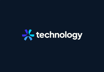Technology logo design vector. Clean and modern tech logo design. Abstract technology symbol in simple style.