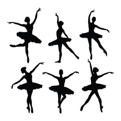 Ballerina Silhouettes Set – Elegant Ballet Dancer Poses in Tutu