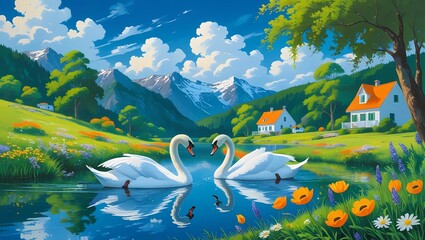 Tranquil Swan Lake
