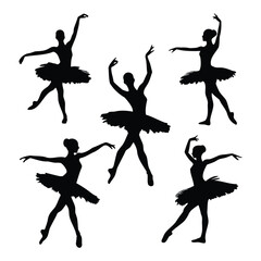 Ballerina Silhouettes Set – Elegant Ballet Dancer Poses in Tutu