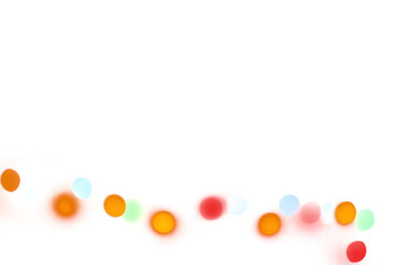 Colorful shiny glowing bokeh light overlay effect on transparent background design element