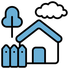 Rural Blue Black Icon Editable Stroke