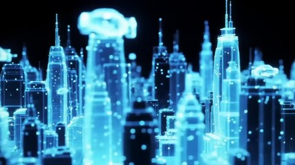Digital cityscape futuristic architecture - Powered by Adobe