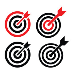 Target Icon Set – Bullseye with Arrows Hitting Center