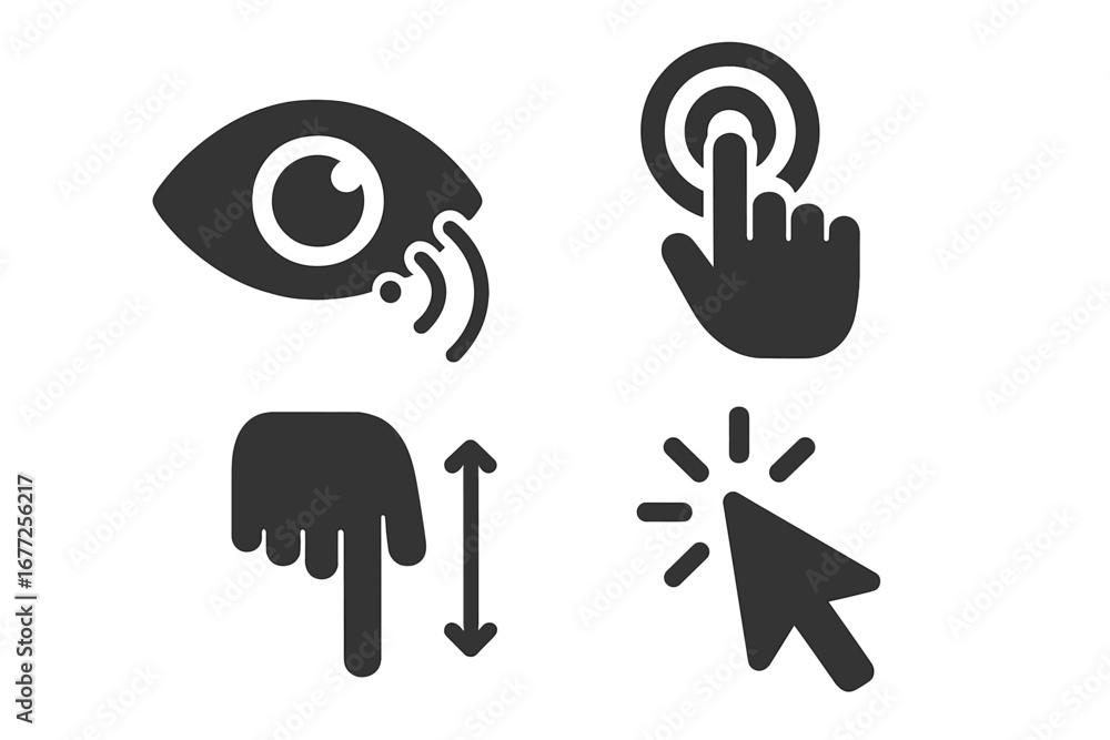 Poster user experience solid icon set. ux ui glyph symbols for web and mobile app design. vector collection