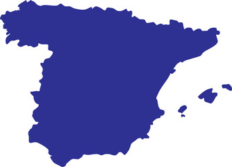 Blue Spain map icon silhouette isolated on white background vector illustration