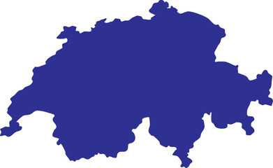 Blue Switzerland map icon silhouette isolated on white background vector design