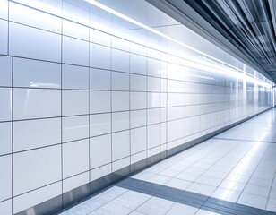 Obraz premium Modern corridor wall with LED strip lighting