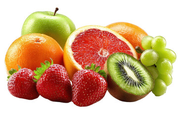 Vibrant Colorful Fruit Still Life with Apple Grapefruit Kiwi and Strawberries