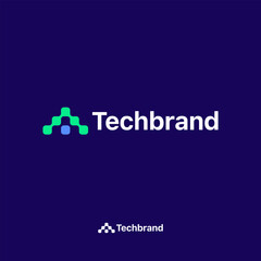 Technology logo design vector. Clean and modern tech logo design. Abstract technology symbol in simple style.