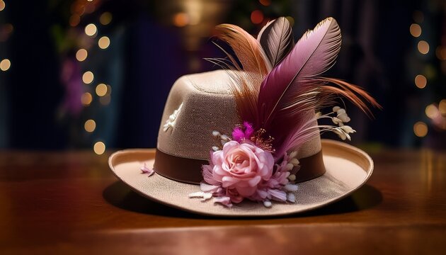 exquisite vintage hat with dramatic feathers and floral accent a perfect fashion statement for unique occasions and theatrical events