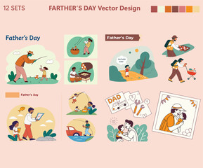 Father’s Day Vector Design Set, Happy Father’s Day Illustration Artwork, Dad Appreciation Vector Graphic