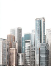 Fototapeta premium urban cityscape with buildings set against a clean white background for corporate use