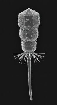 Scanning Electron Micrograph of the Bacteriophage Lambda Virus for the Concept of Genetic Engineering and Biotechnology

