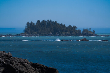 Coastline in Ucluelet on Vancouver Island, British Columbia, Canada.