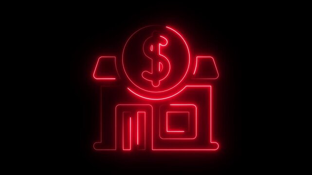 Home button DOLLER icon animation BLUE AND PINK background color neon on black 4k video