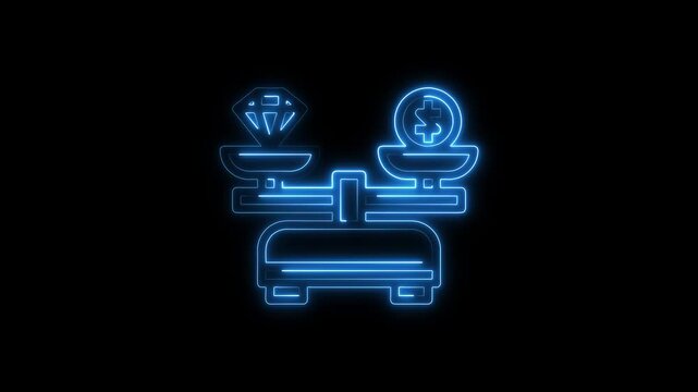 Glowing neon Pawn Shop icon isolated on black background. HD Video motion graphic