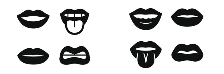 Naklejka na ściany i meble Collection of stylized lips with different expressions