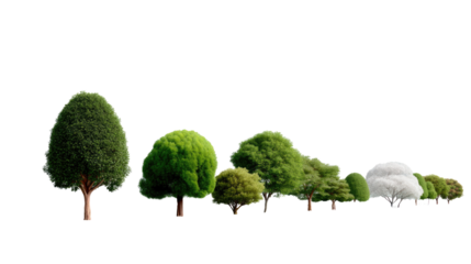 Green Trees Collection: A vibrant collection of various tree types, showcasing lush green foliage, perfect for landscaping or environmental design projects.
